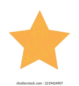 Ilustración vectorial de una estrella. Estrella dorada con un patrón texturado. Elemento decorador, icono, figura. Fondo blanco aislado.