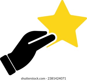vector illustration of star in hand on transparent background