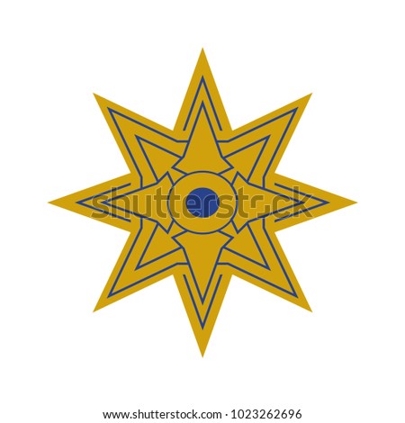 Vector illustration: The Star of Ishtar, Symbol of Inanna, also called Star of Venus. Eight point star or variant of Ishtar Octagram.