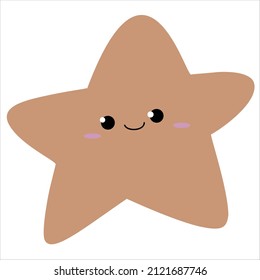 Vector illustration of star in kids boho style. Smiling star. Nursery decoration in boho style.