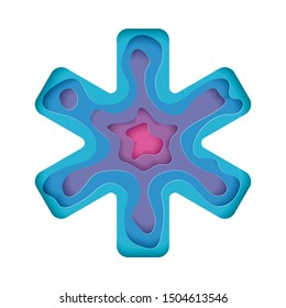 Vector illustration of the Star of Life done in 3D origami paper cut style.  Modern illustration for the medicine, health care and emergency theme.