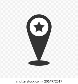 Vector Illustration Of Star Location Icon In Dark Color And Transparent Background(png)