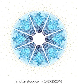 Vector illustration. Star made of dots. Background textured element.