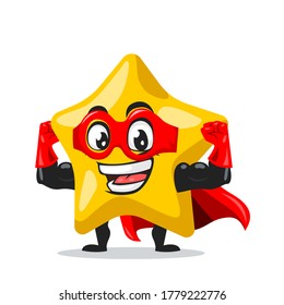 Vector illustration of star mascot or character wearing super hero costume