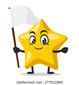 Vector illustration of star mascot or character holding blank white banner