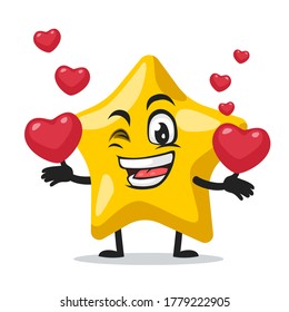Vector illustration of star mascot or character bring love symbols