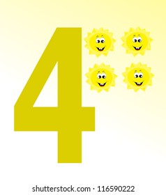 Vector illustration of star and number 4
