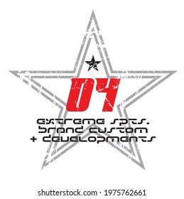 Vector illustration of star with number and text and texture.