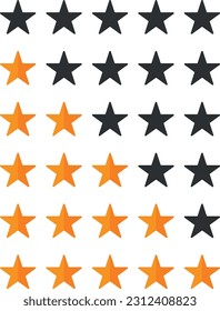 Vector illustration of star ratings, the action of voting for a 5-star product. User ratings.