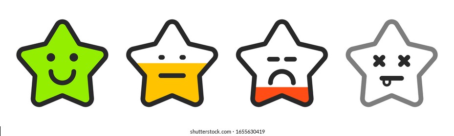 Vector illustration of star shape emoji health bar.