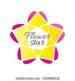 Vector illustration of a star shaped flower petals. Geometric logo for floral or spa business. Isolated on white background, flat style.