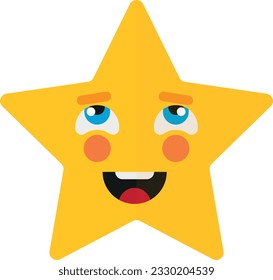 vector illustration of a star smiling happy and surprised.