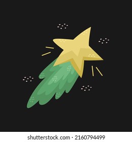 Vector illustration of a star with a tail like a comet.