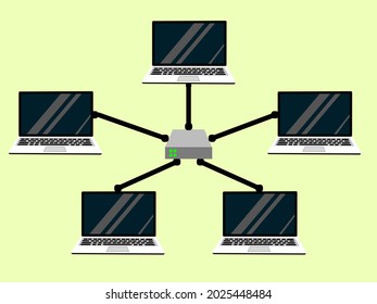 Vector Illustration Star Topology Network Stock Vector (Royalty Free ...