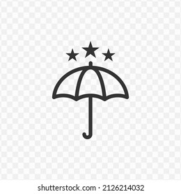 Vector illustration of star umbrella icon in dark color and transparent background(png).