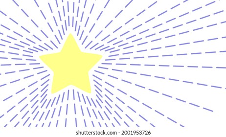 Vector illustration of starburst background with yellow star and blue lines, in white background