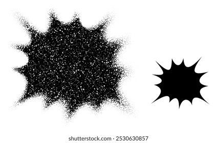 Vector illustration of a starburst shape with stippling texture, creating a dotted effect, perfect for artistic or abstract designs.