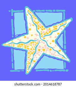 Vector illustration of starfish. Art in simple and stripped lines.