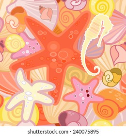 Vector illustration of a starfish  background in crustacean