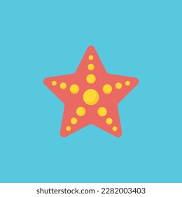 Vector illustration of starfish icon, sea, underwater inhabitant, life under water.