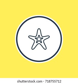 Vector Illustration Of Starfish Outline. Beautiful Summer Element Also Can Be Used As Fish  Element.