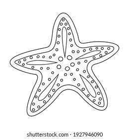 Vector illustration of a starfish. Outline drawing of a starfish. Illustration for the coloring book