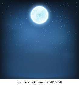 Vector illustration of a starry sky and the moon. Night background. EPS 10