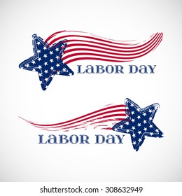 Vector illustration with stars in color of American national flag on grey background. Labor Day design. Can be use as banner, poster and flyer.