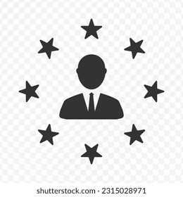 Vector illustration of stars employee icon in dark color and transparent background(PNG).