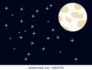 Vector illustration with stars and the moon.