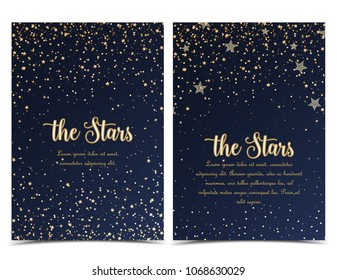 Vector illustration of stars on a dark background. Night sky. Cheerful party and celebration