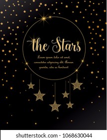 Vector illustration of stars on a dark background. Night sky. Cheerful party and celebration