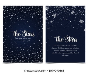Vector illustration of stars on a dark background. Night sky. Cheerful party and celebration