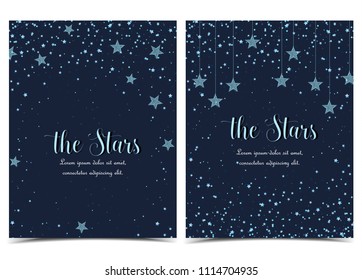 Vector illustration of stars on a dark background. Night sky. Cheerful party and celebration