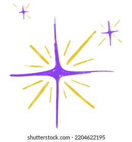 Vector illustration, stars pencil outline effect, hand drawn stars, doodles with pencils