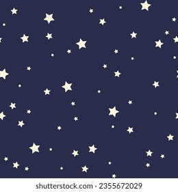 Vector illustration stars seamless pattern isolated on navy background. design for use all over fabric print wrapping paper decorative backdrop and others