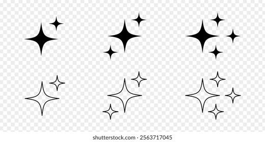 Vector illustration of stars set isolated on transparent background