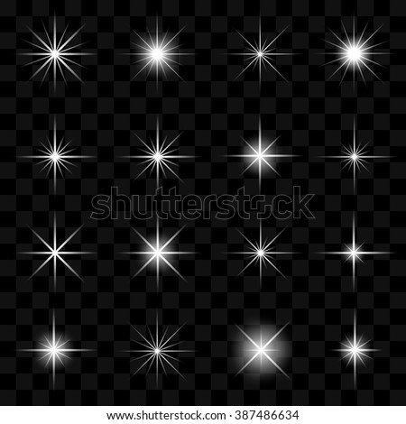 Vector illustration of stars and sparkles elements on transparent background