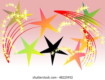 Vector illustration of stars and swirls