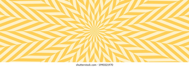 Vector illustration of star-shaped pattern with optical illusion. Op art abstract background. Long horizontal banner.