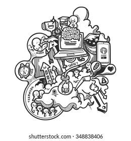 Vector Illustration of Start Up Doodle Hand Drawn Concepts
