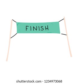 Vector illustration of start and finish line banners, streamers, flags for outdoor sport event - competition race, run marathon. Isolated doodle cartoon illustration. 