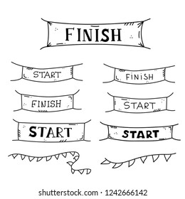 Vector Illustration Start Finish Line Banners Stock Vector (Royalty ...
