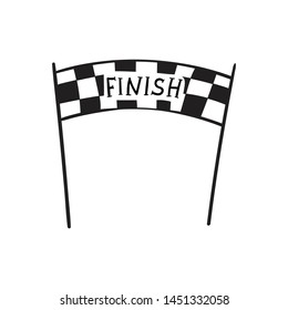 Vector illustration of start and finish line banners, streamers, arch gate, flags for outdoor sport event - competition race, run marathon. Isolated doodle cartoon illustration. 