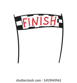 Vector illustration of start and finish line banners, streamers, arch gate, flags for outdoor sport event - competition race, run marathon. Isolated doodle cartoon illustration. 