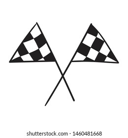 Vector illustration of start and finish line banners, streamers, arch gate, flags for outdoor sport event - competition race, run marathon. Isolated doodle cartoon illustration. 