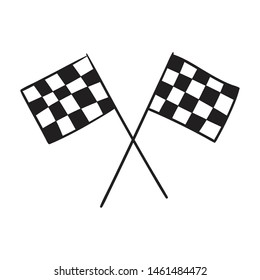 Vector illustration of start and finish line banners, streamers, arch gate, flags for outdoor sport event - competition race, run marathon. Isolated doodle cartoon illustration. 