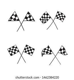 Vector illustration of start and finish line banners, streamers, arch gate, flags for outdoor sport event - competition race, run marathon. Isolated doodle cartoon illustration. 