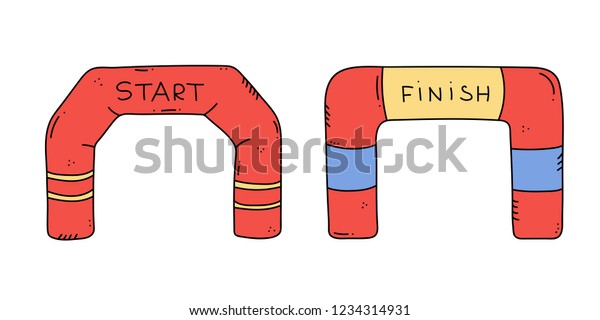Vector Illustration Start Finish Line Banners Stock Vector (Royalty ...