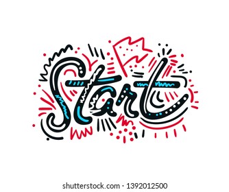 Vector illustration of start line banners, streamers, for outdoor sport event - competition race, run marathon.